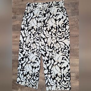 Lane Bryant Wide Leg Pants Size  Floral Paisley Mid Rise Linen Blend 20L NWT